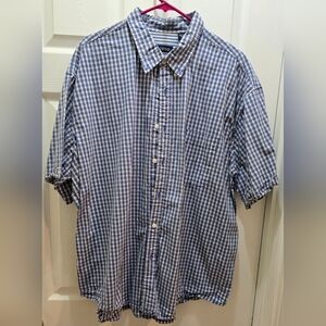 IZOD Men's Blue and White Plaid Shirt Xxl